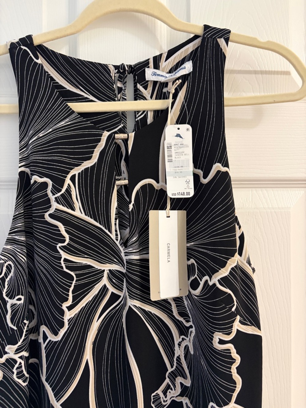 Tommy Bahama Black & White Floral Midi Dress - Picture 3 of 4